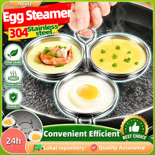 304 Stainless Steel Egg Steamer Household 3-in-1 Egg Steamer Model Round Boiled Egg Kitchen Utensils