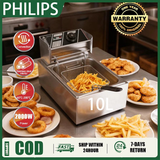 PHILIPS Deep Fryer 10L Electric Pan With Strainer Electric Deep Fryer Stainless Steel Deep Frying