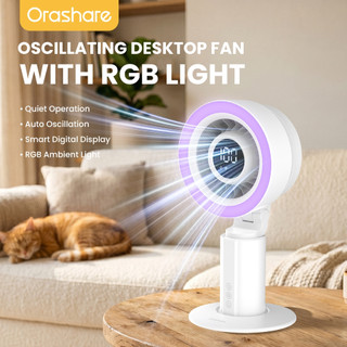 [ NEW PROMO SALE ] Orashare DF16 Oscillating Desktop Fan 4000mAh Rechargeable 100 Speeds Strong Wind