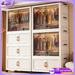 COD Simple Folding Wardrobe Storage Cabinet Children's Wardrobe Large Capacity with Universal Wheels