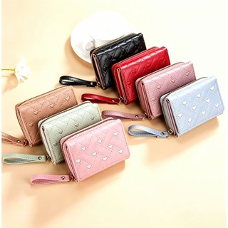 YQY Women heart embroider wallet PU leather coin purse short wallet for woman #56154 zipper only