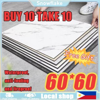 10/20 PCS PVC Floor Sticker 60*60CM Self-Adhesive Imitation Marble Vinyl Tiles Waterproof Home Decor