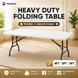[Novalux] 4FT 6FT Heavy Duty Folding Table - Portable Dining/Camping |School | Indoor Outdoor Church