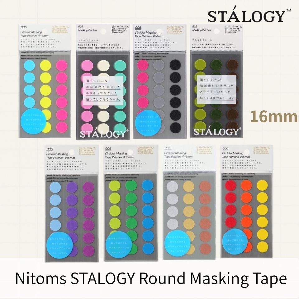 NITOMS STALOGY Masking Round Stickers 16mm Dot Labels Writable Planner Stickers