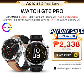 Aolon GT6 PRO Smart Watch Compass Flashlight AOD Bluetooth Call Smartwatch Waterproof Double Strap