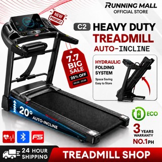 C2 Electric Treadmill Heavy Duty With AUTO-INCLINE & APP  Foldable 4.5HP Motor Bluetooth Speaker