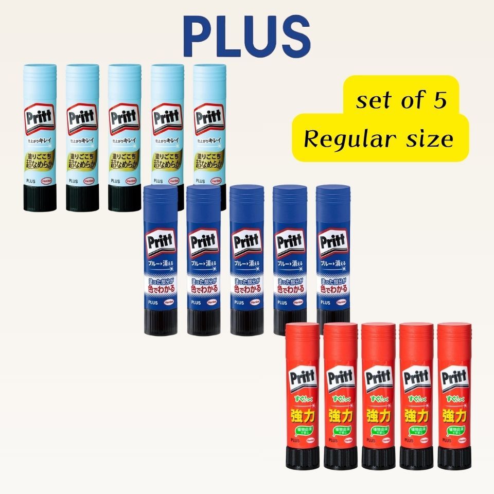 PLUS Pritt Regular Glue Stick 10g x 5 Standard Smooth Color NS-701 NS-721 NS-731