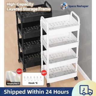 3-4-5 Tier Trolley Cart With Wheels Kitchen/Bedroom Organizer Rack Bathroom Moving Storage Rack