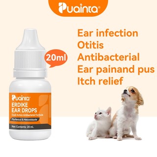 PUAINTA Ear Drops for Dogs and Cats Ear Infection Earmites Remove Otitis Ear Canal Odor Itching 20ml