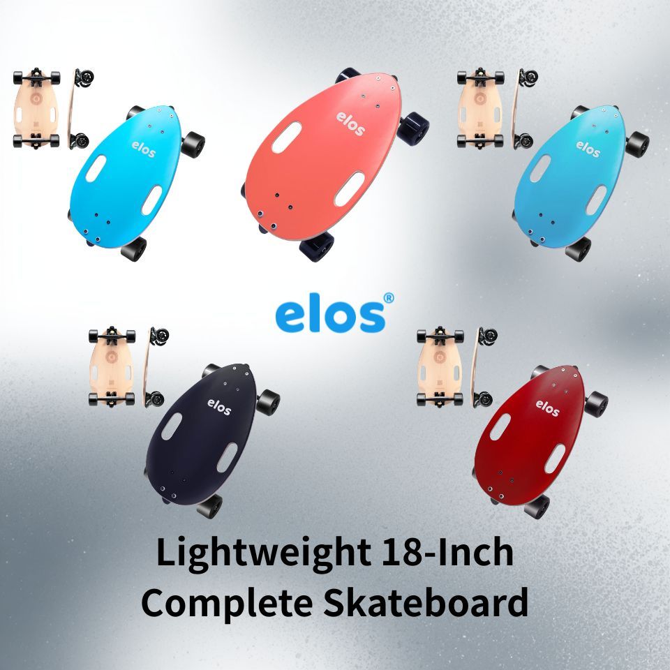 Elos Skateboard Complete 18 Inch Mini Cruiser Lightweight Compact Longboard Beginner Skateboard