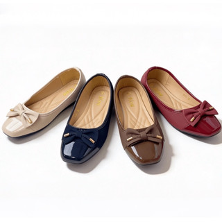 HOU  Korean Fashion Flat  Shoes Shiny Doll Shoes With Bow Design For Women #A-01 (35--40)