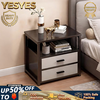 【2 Color】Modern Iron Bedside Table Nightstand With Drawer Open Shelf Storage Cabinet For Bedroom
