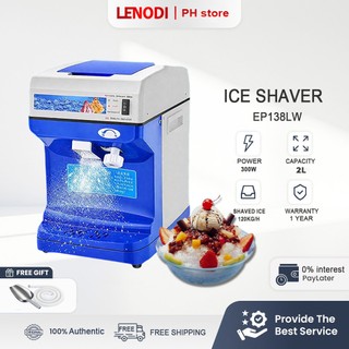 LENODI 2L Large Capacity Ice Shaver Machine Adjustable Thickness  High Power 120KG/H Anti-Jam