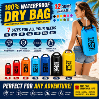 (15L 20L 30L) Waterproof Bag Ocean Pack Dry Bag Outdoor Swimming Backpack Sling Shoulder Travel bag