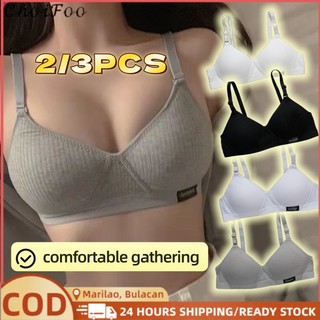 2/3PCS Wireless Bra Push Up Thin Cotton Korean Style Invisible Comfort Fit Underwear For Girls