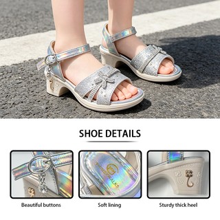 Girls Fashion  sparkling diamond Sandals Princess-Style Anti-Slip Design New Summer Kids Shoes