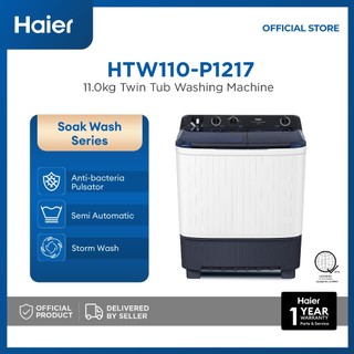 [NEW] Haier HTW110-P1217 11 kg Soak Wash Twin Tub Washing Machine with Dryer