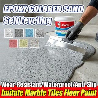 GOOTI Epoxy Colored Sand Self Leveling Cement Floor Paint Bright Imitation Marblel Tile Floor Paint