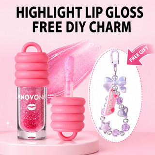 MNOVONM Lip Gloss Long Lasting Waterproof High Shine with Free DIY Charm