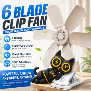 SYCAT-A690-6 Blade Big Clip Fan Table Clip Fan Desk Fan 6 Blade Electric Fan Cooling Fan