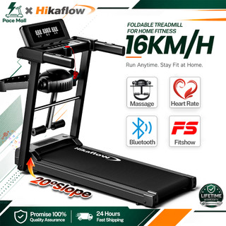 Treadmill Electric Foldable Heavy Duty Slope Adjust 1-16KM/H With Massager Bluetooth Load 400KG M12