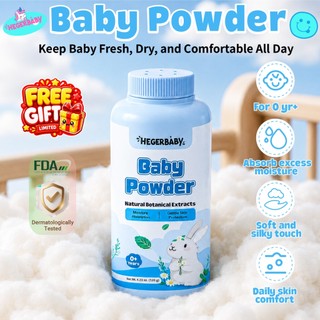 Hegerbaby Baby Powder - Pure Organic Plant Drying Refreshing Relieves Prickly Heat Cares Skin 120g