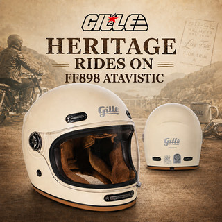 【𝑶𝑭𝑭𝑰𝑪𝑰𝑨𝑳】 GILLE ATAVISTIC Retro Classic Helmet Full Face for Motorcycle Vintage With Free Visor 898