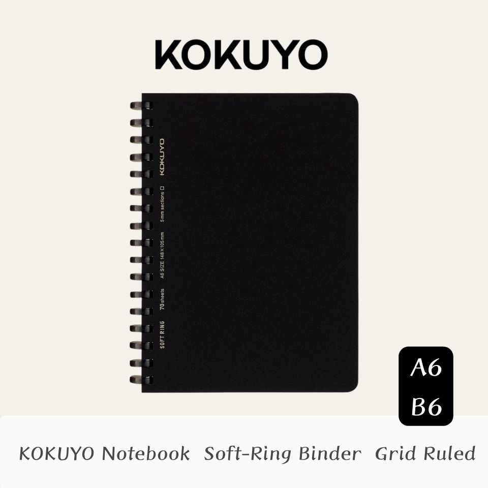 KOKUYO Soft Ring Notebook Business Grid Paper 70 Sheets A6 / B6 Black
