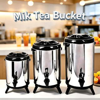 Milk Tea Bucket Milk Tea Barrel Water Jug Stainless Thermos Jug w/ Faucet 8L 10L 12L COD