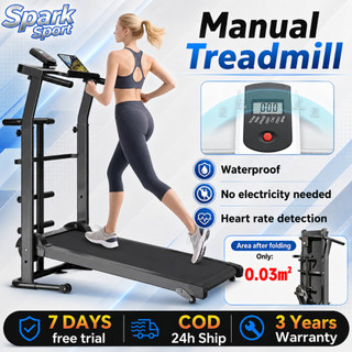 Foldable Manual Treadmill Non-Electric Walking Pad with LED Counter Bluetooth Music