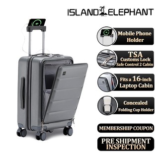 ISLAND ELEPHANT Laptop Front Opening Luggage Travel Bag With USB Port Cup Holder