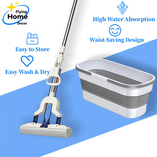 Flying Sponge Mop Dual-use For Wet And Dry Hands-free Flat Large Mop Household Water-absorbent