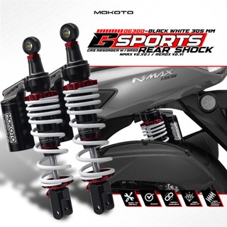 MOKOTO YAMAHA NMAX V2/V2.1/AEROX V2/V1 305MM REAR SHOCK GAS ABSORBER WITH BASO SERIES 2PCS