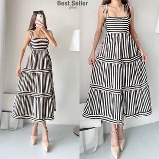 BSD Best Seller Dress Crystal (S-2XL) in Crepe Fabric with Adjustable Shoulder Ties for Casual Women