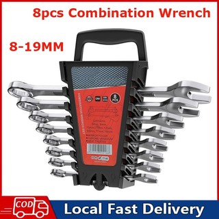 Mitsushi 8pcs Combination Wrench Set 8-19mm Spanner Multi-function Wrenches Set