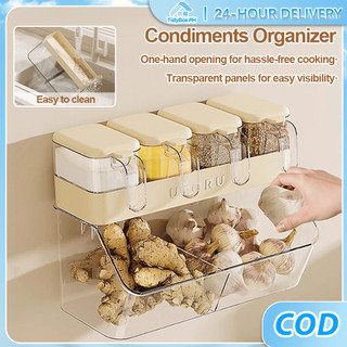 【Local Stock】Wall Mounted Seasoning Storage Rack Sturdy Structure Premium Practical Home Organizer