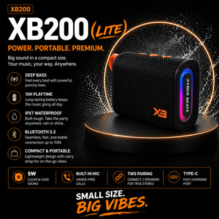 XB200 Bluetooth Speaker Waterproof RGB Lights TWS Pairing Wireless Portable Long Battery Life