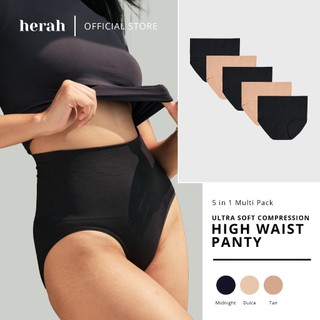 Herah Ultra Soft Compression High Waist Panty 5pcs, Soft, Breathable, Absorbent, Plus Size Women