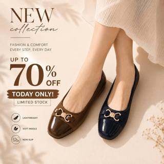 HOU Korean Fashion Comfort Glossy Toe  Doll Shoes Every Step Every Day Shoes  # A-06 Stand Size！