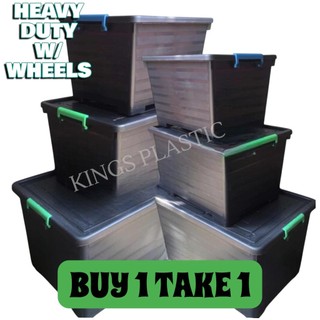 BUY 1 TAKE 1 STORAGE BOX HEAVY DUTY PEARLWAVE  STORAGE BOX WITH WHEELS AND COVER (160L , 90L, 65L)