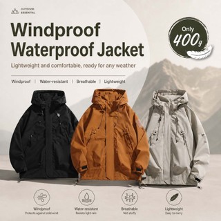 Outdoor Waterproof Hiking Jacket – Windproof, Lightweight, Breathable Travel & Adventure Gear