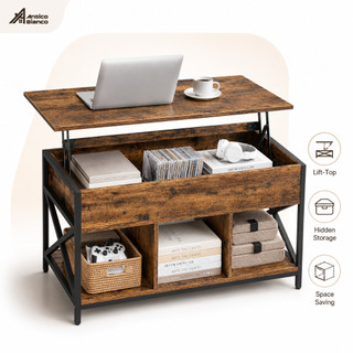𝑨𝒏𝒕𝒊𝒄𝒐 Coffee Table Storage Adjustable Heigh Tea Table Lift Top Table With Hidden Compartment