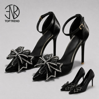 TOP TREND PH Pointed Butterfly Bowknot Stiletto High Heels Wedding Sandals (ADD SIZE WIDE FOOT)