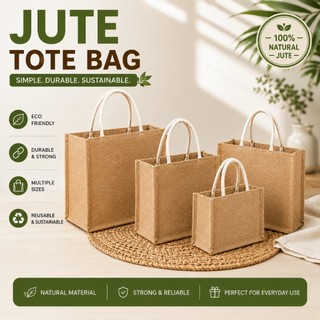 Natural Linen Reusable Jute Bag Burlap Tote Bags Eco Friendly with Soft Cotton Handle IP