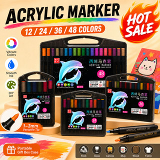 12/24/36/48 Colors Acrylic Paint Marker Set DIY Painting for Rock Glass Mug Fabric Canvas
