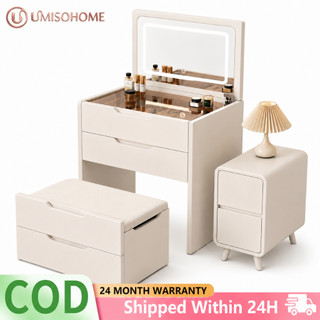 Vanity mirror dresser Vanity Table Flip Top Mirror Hidden Stool & Drawers Led Smart Glass Dressing