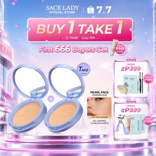 【BUY 1 TAKE1】SACE LADY Matte Face Powder Oil Control Lasting Waterproof Full Cover Powder Foundation