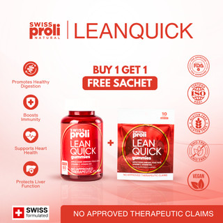 [BOTTLE + FREE SACHET] SWISS PROLI LeanQuick ACV Gummies 60 + 10 for Weight Management & Gut Health