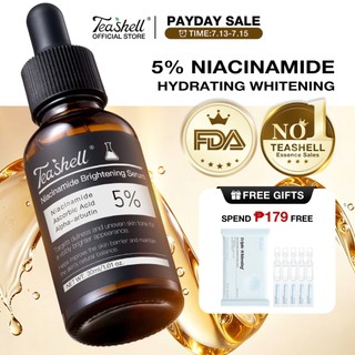 【FDA Approved】Teashell Whitening Serum 5% Niacinamide & Alpha Arbutin 30ml - Fade Dark Spots Brighte