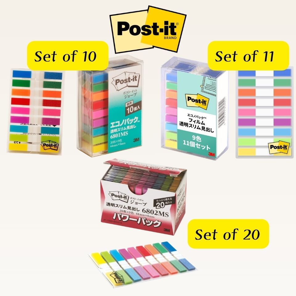 3M Post-it Film Slim Index 44x6mm 9 Colors 10/11/20 Pack